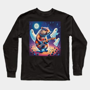 groundhog playing guitar with ghost Long Sleeve T-Shirt